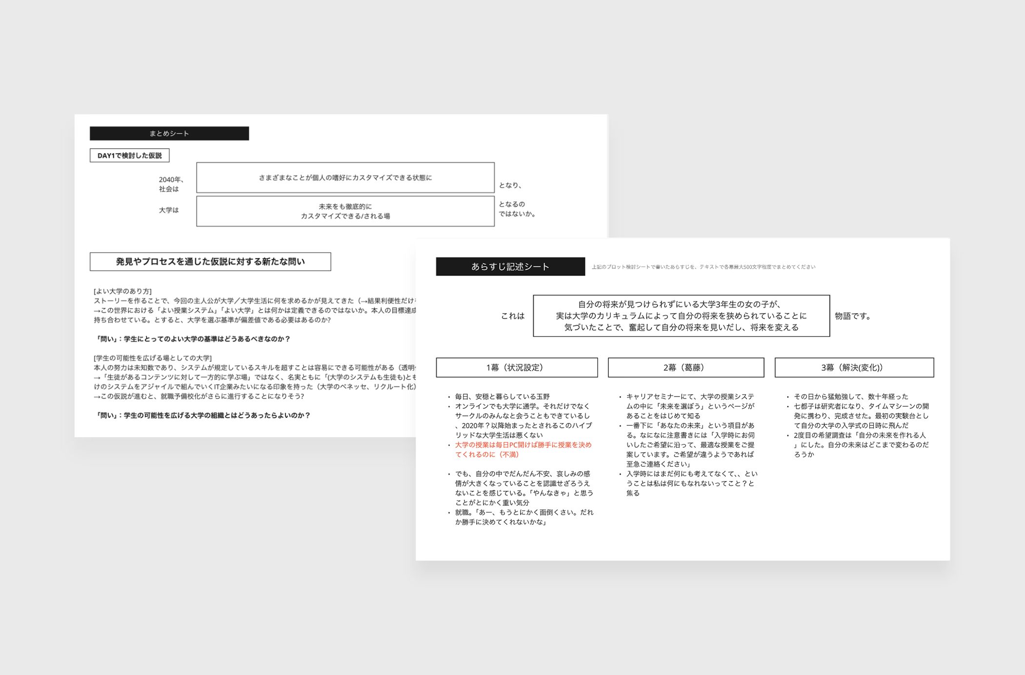 「Critical Story Making」のアウトプット資料のイメージ画像