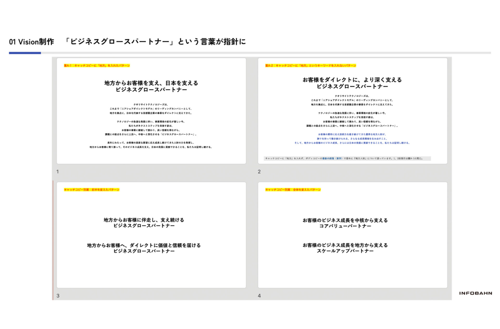 「ビジネスグロースパートナー」という言葉を指針とした案